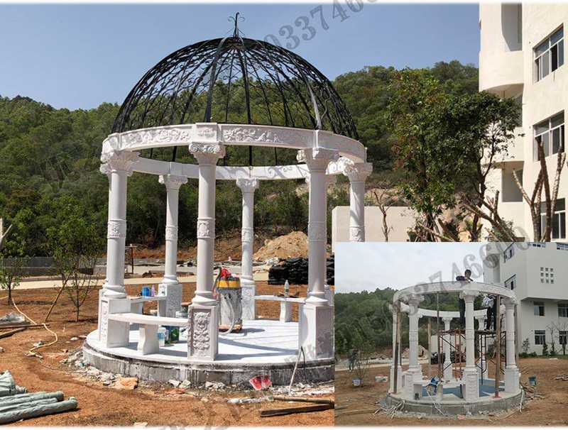 石雕涼亭案例，景觀涼亭怎樣安裝，石雕涼亭定制工廠