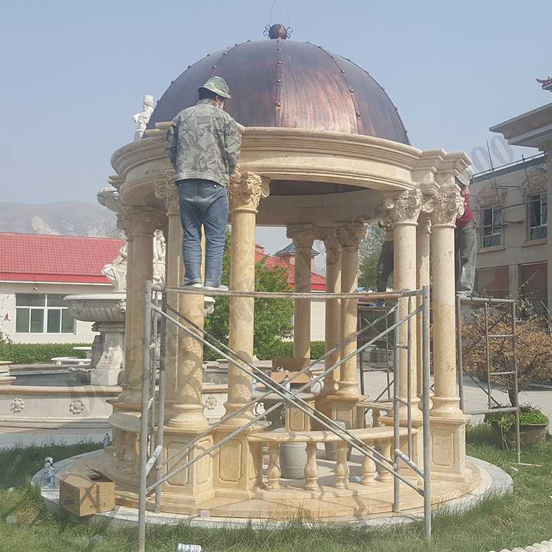 歐式大理石涼亭，石雕柱子亭子，石材景觀涼亭