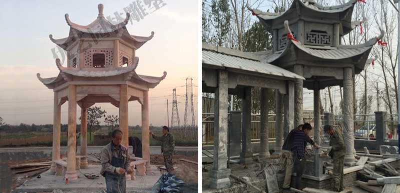 中式大理石涼亭安裝，石雕景觀亭子工廠，中式?jīng)鐾S家