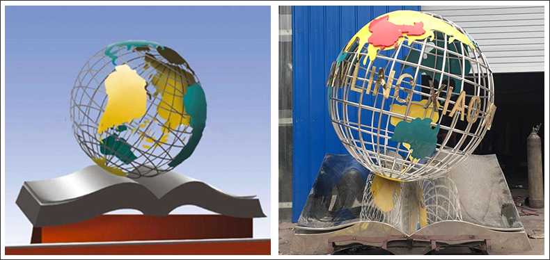 不銹鋼地球，景觀地球雕塑，學(xué)校地球儀擺件