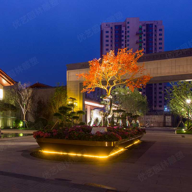 不銹鋼鹿，不銹鋼雕塑廠家，定制不銹鋼雕塑