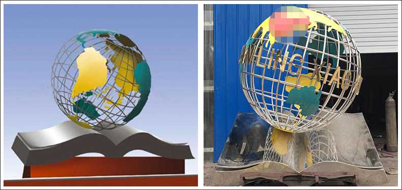 不銹鋼地球，景觀地球雕塑，學(xué)校地球儀擺件