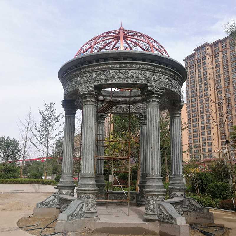 歐式景觀涼亭，小區(qū)花園休息亭子，石雕景觀亭子，綠色景觀涼亭1.jpg