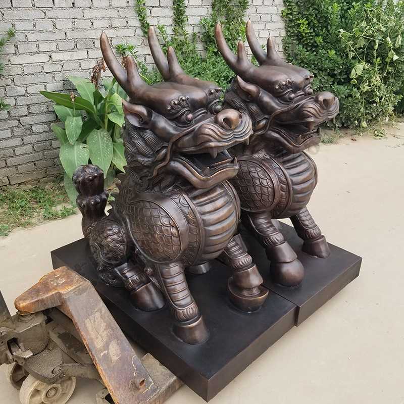 銅麒麟雕塑，銅麒麟擺件，鎮(zhèn)宅風(fēng)水麒麟